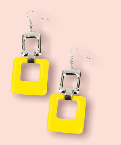 DD - Orange Square Cutout Marigold Earrings