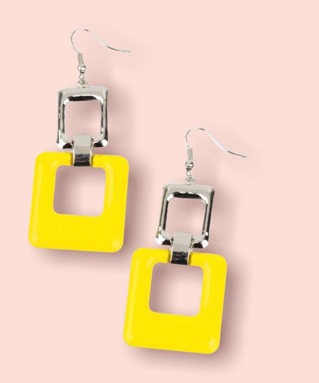 DD - Orange Square Cutout Marigold Earrings